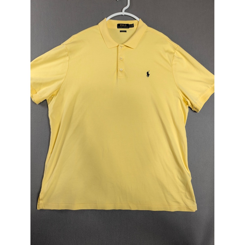 Polo Ralph Lauren Mens XL Yellow Short Sleeve Classic Fit Polo Shirt Cotton